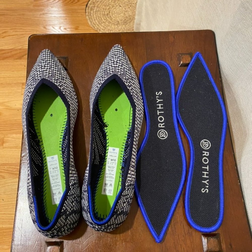 NIB Retired Rothy's Blue and White Herringbone Size 10 - Picture 3 of 4